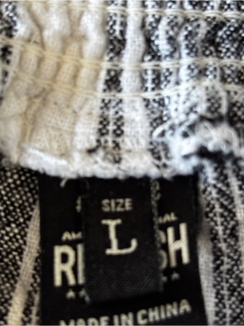 Rewash Sz L Linen/Cotton Black/White Wide Leg Pants Elastic Pull-on Pants Trendy - Picture 4 of 9